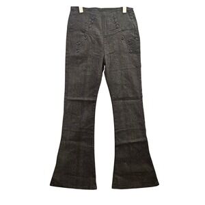 Revolt Women Sz 11 Denim Flare Bell Bottom‎ Jeans Sailor Button High Waist 470